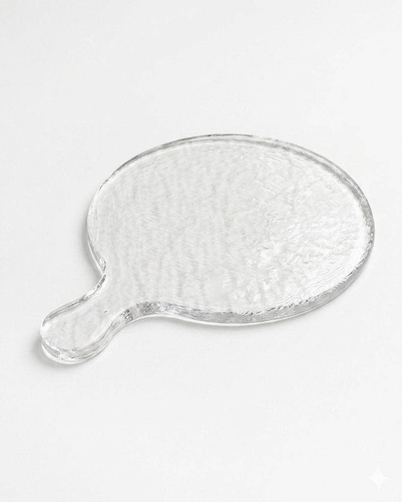 Hammered Glass Round Serving Board: Blush