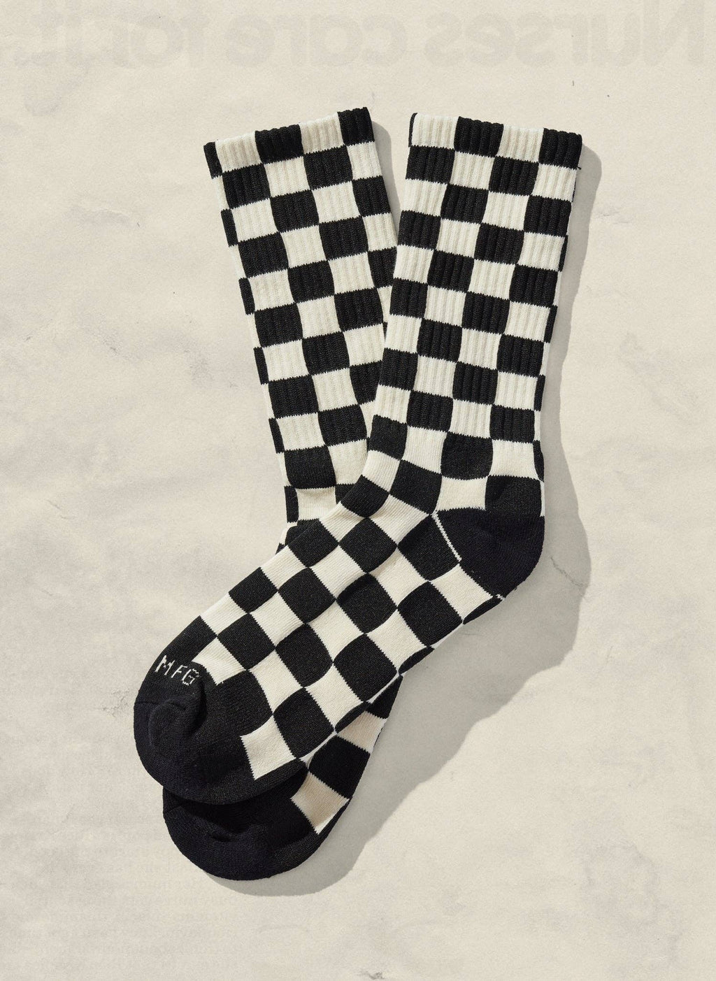 Checkerboard Crew Socks: Slate & Cream