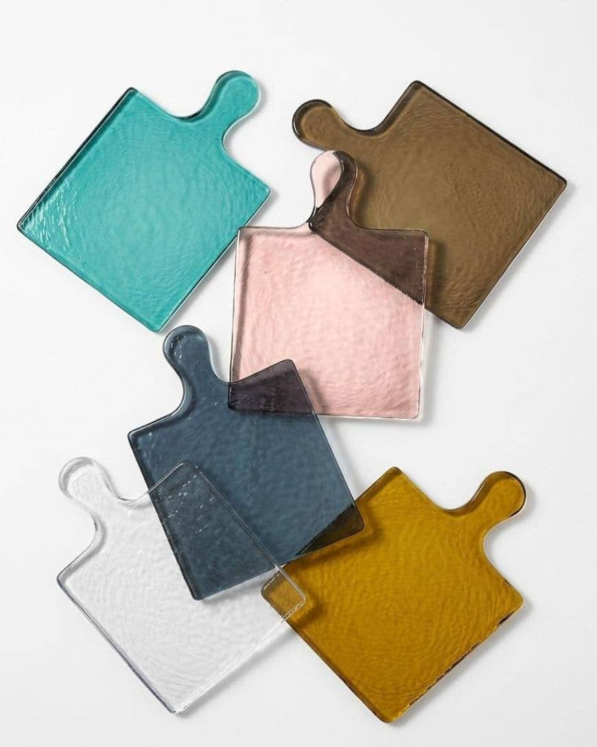 Handblown Hammered Glass Serving Board: Smoke