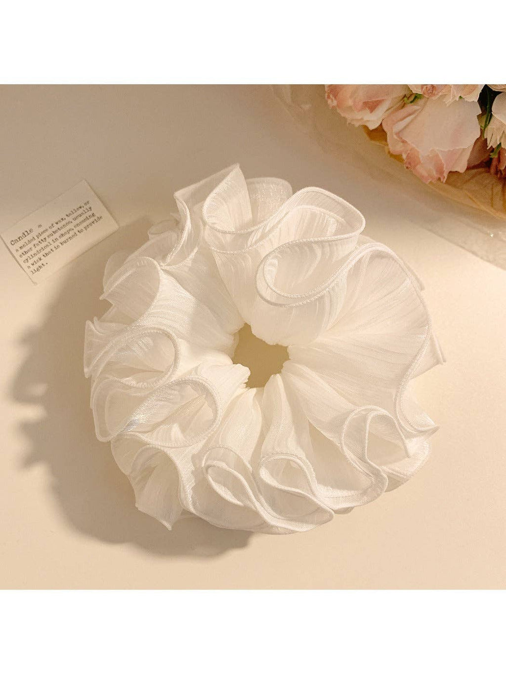 Gifty - Elegant White Ruffled Scrunchie: White