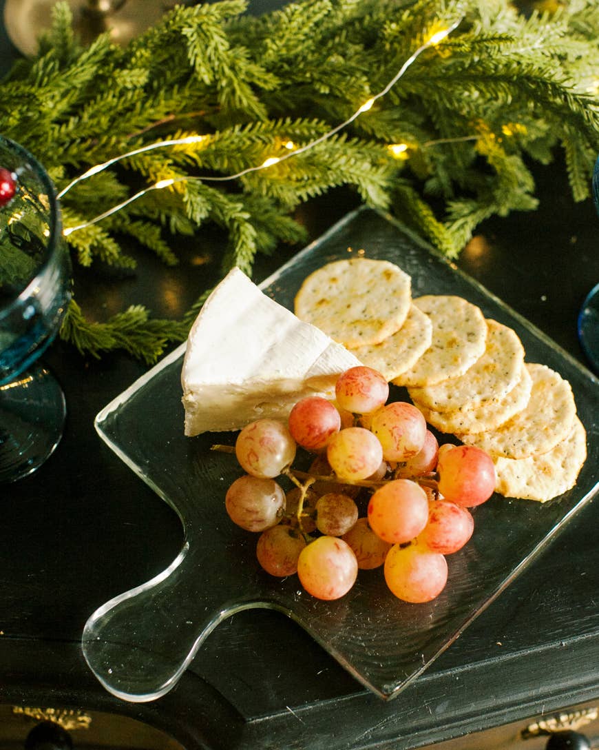 Handblown Hammered Glass Serving Board: Amber