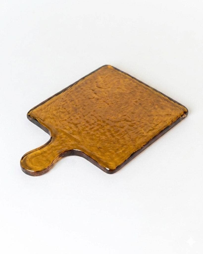 Handblown Hammered Glass Serving Board: Smoke