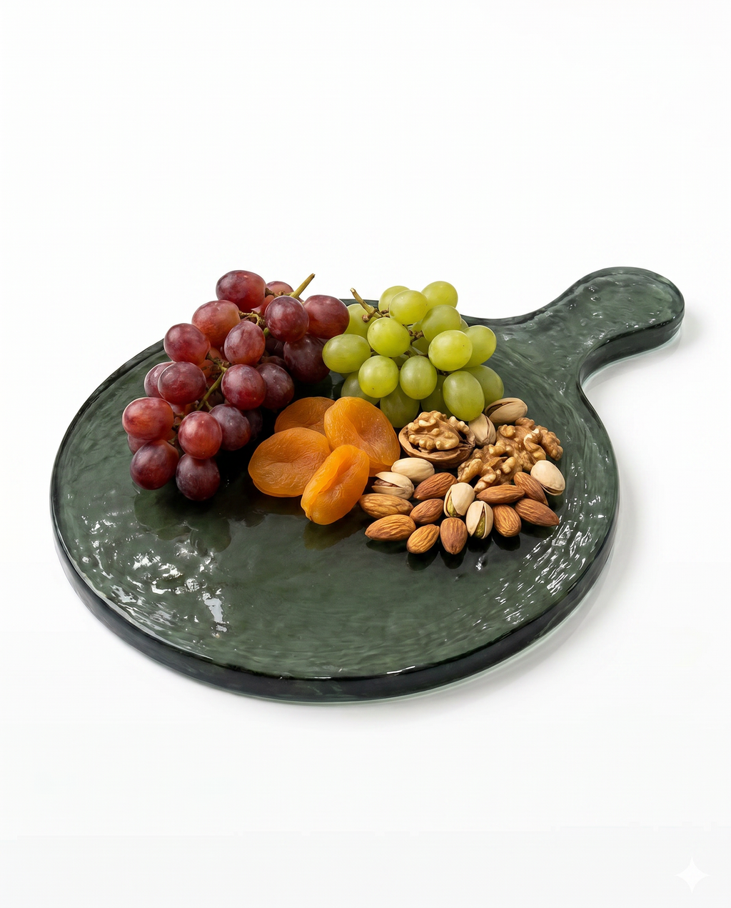 Hammered Glass Round Serving Board: Blush