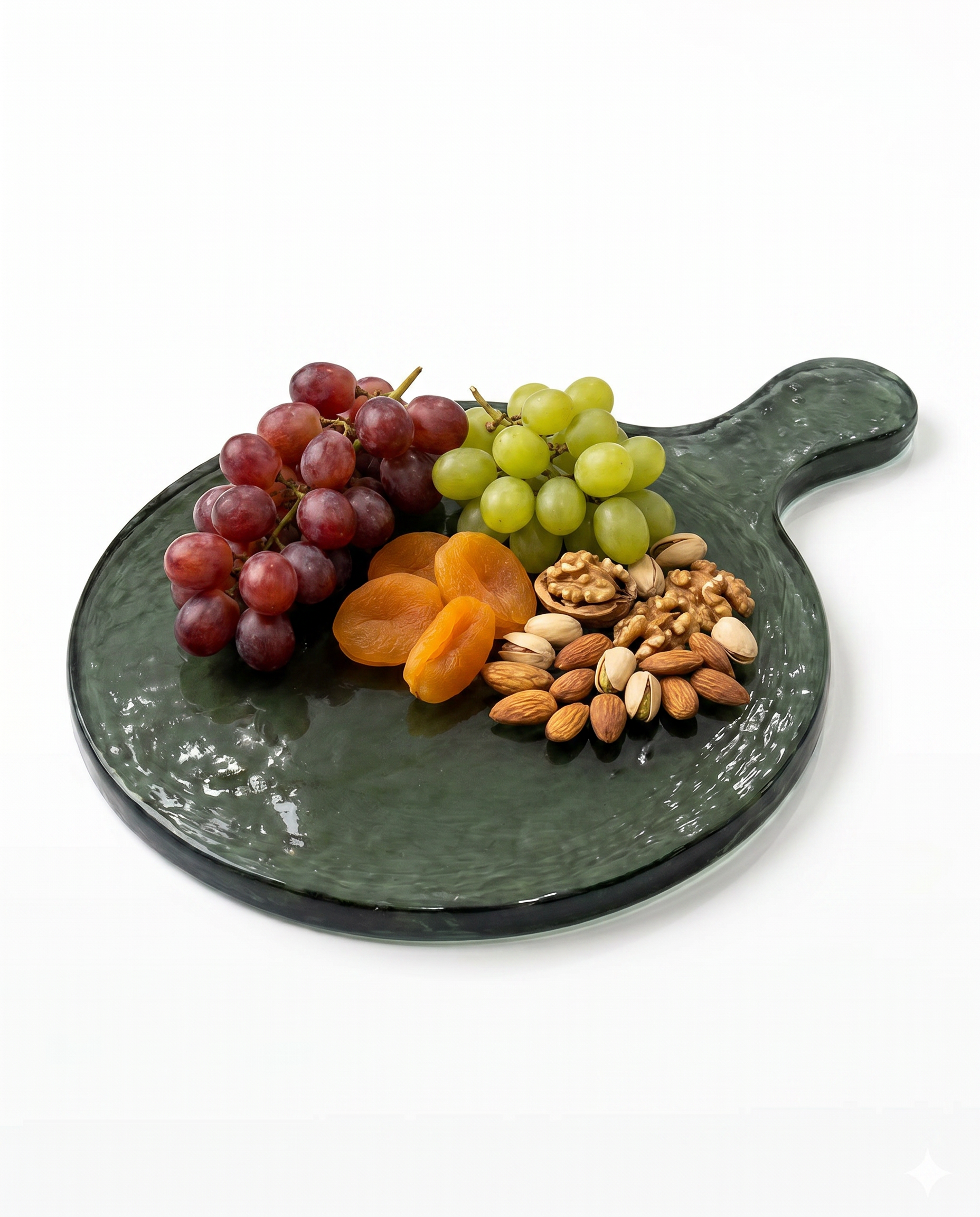 Hammered Glass Round Serving Board: Blush