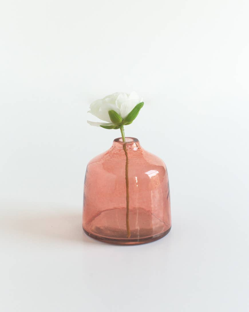 Bella Handblown Hammered Glass Bud Vase: Blush