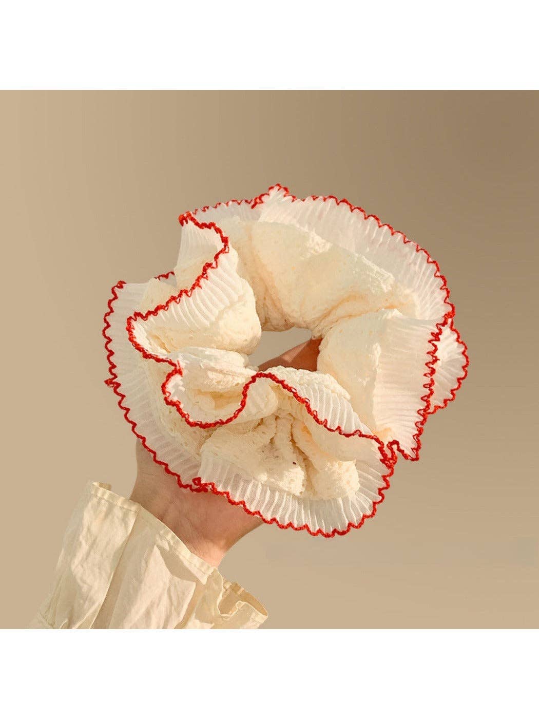 Gifty - Ruffled Lace Scrunchie: 1007#Red