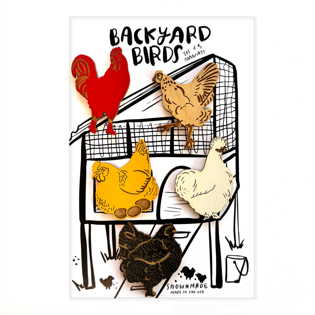 Backyard Birds - Chicken  - Set of 5 Magnets: Various