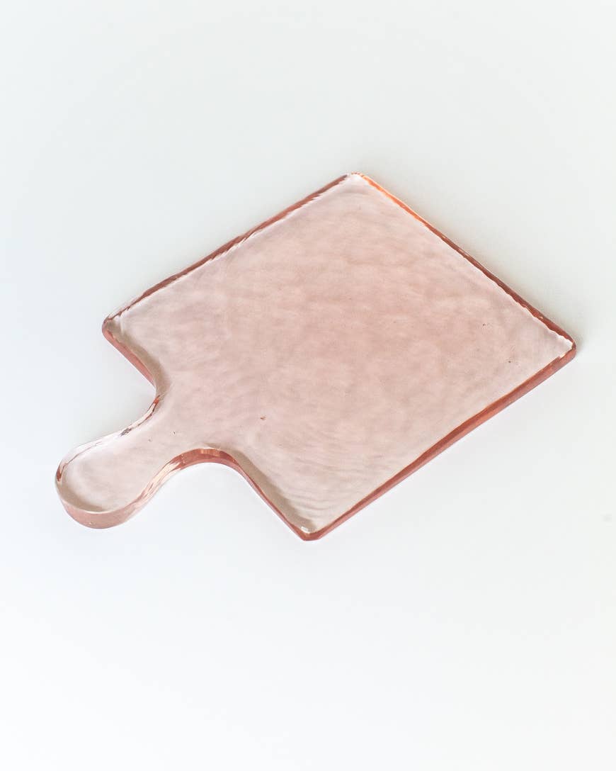 Handblown Hammered Glass Serving Board: Amber