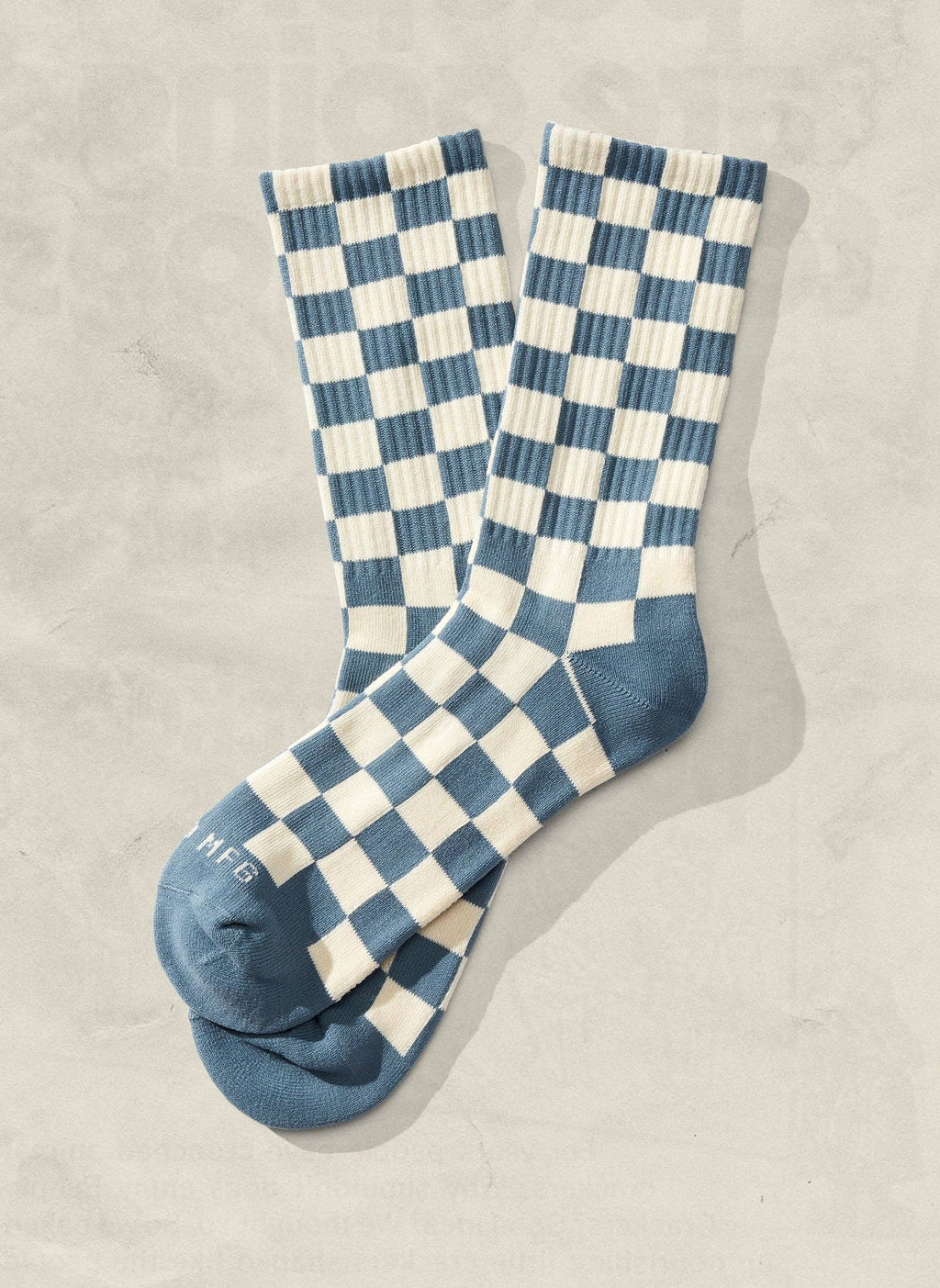 Checkerboard Crew Socks: Slate & Cream