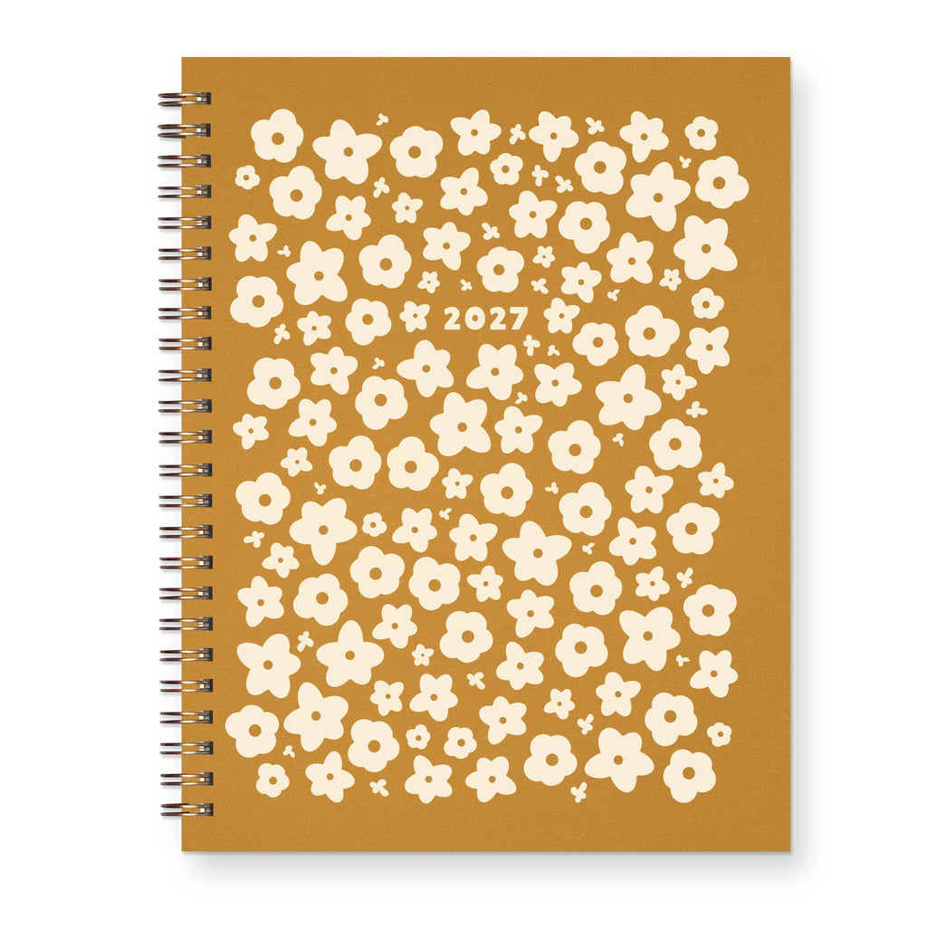 2027 Floral Pattern Dated Planner : Calendar Year: Saffron Cover | White Ink