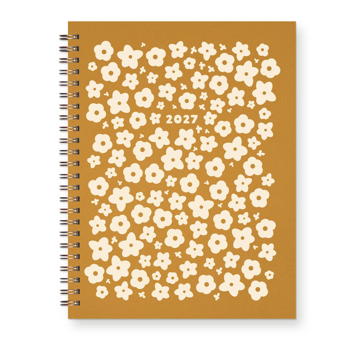 2027 Floral Pattern Dated Planner : Calendar Year: Saffron Cover | White Ink