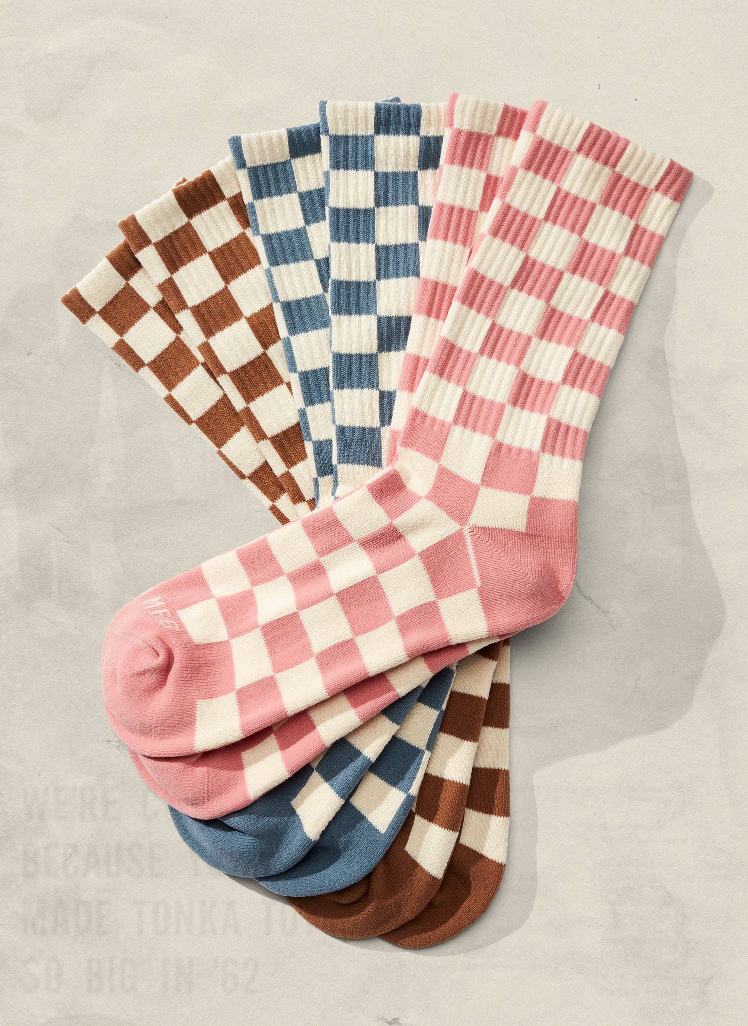 Checkerboard Crew Socks: Slate & Cream
