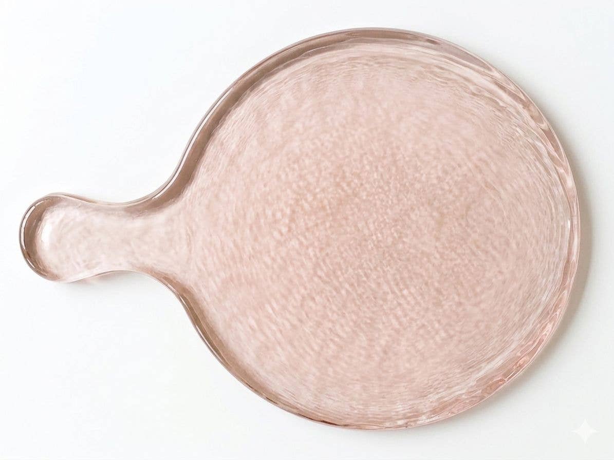 Hammered Glass Round Serving Board: Green