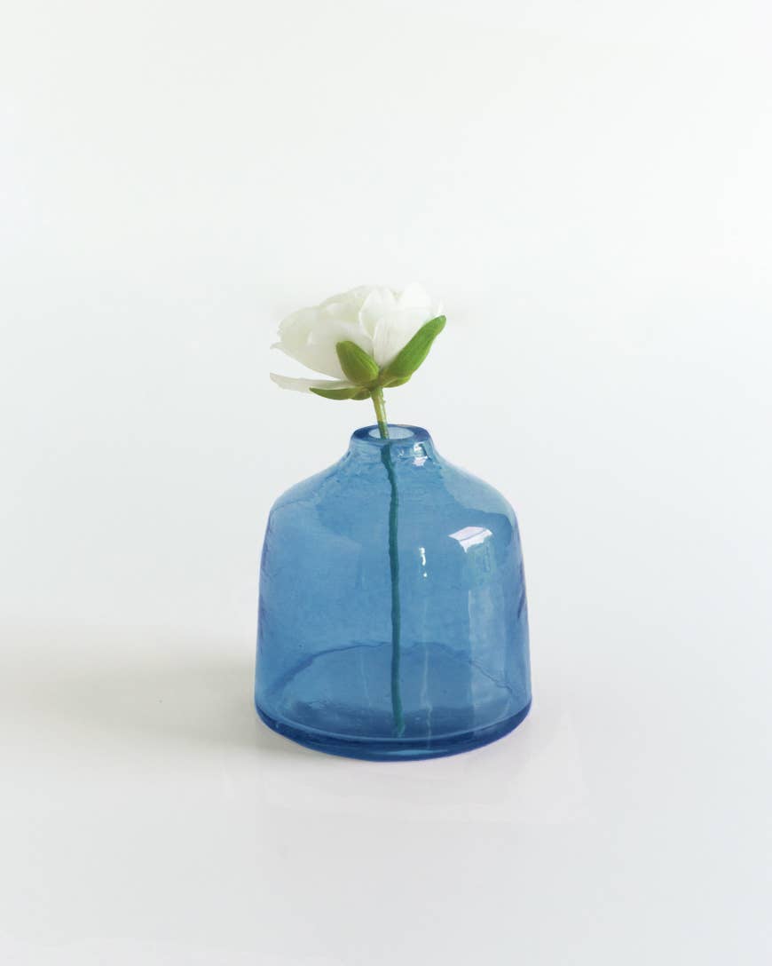 Bella Handblown Hammered Glass Bud Vase: Clear