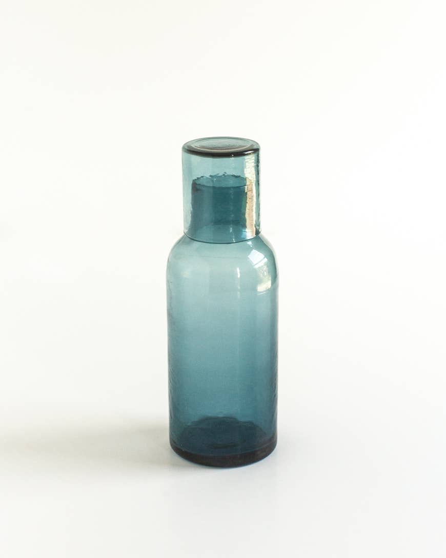Handblown Hammered Glass Carafe: Clear