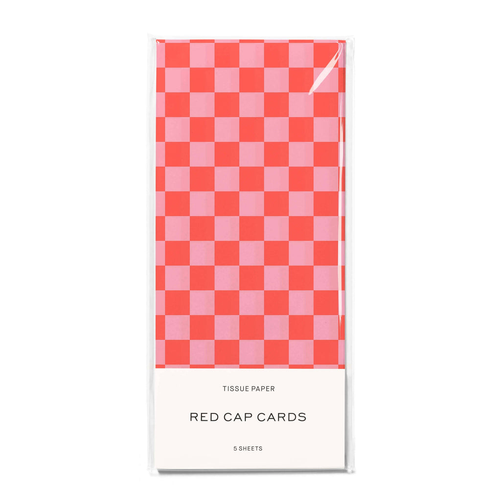 Red and Pink Checkers tissue paper: 5 Sheets