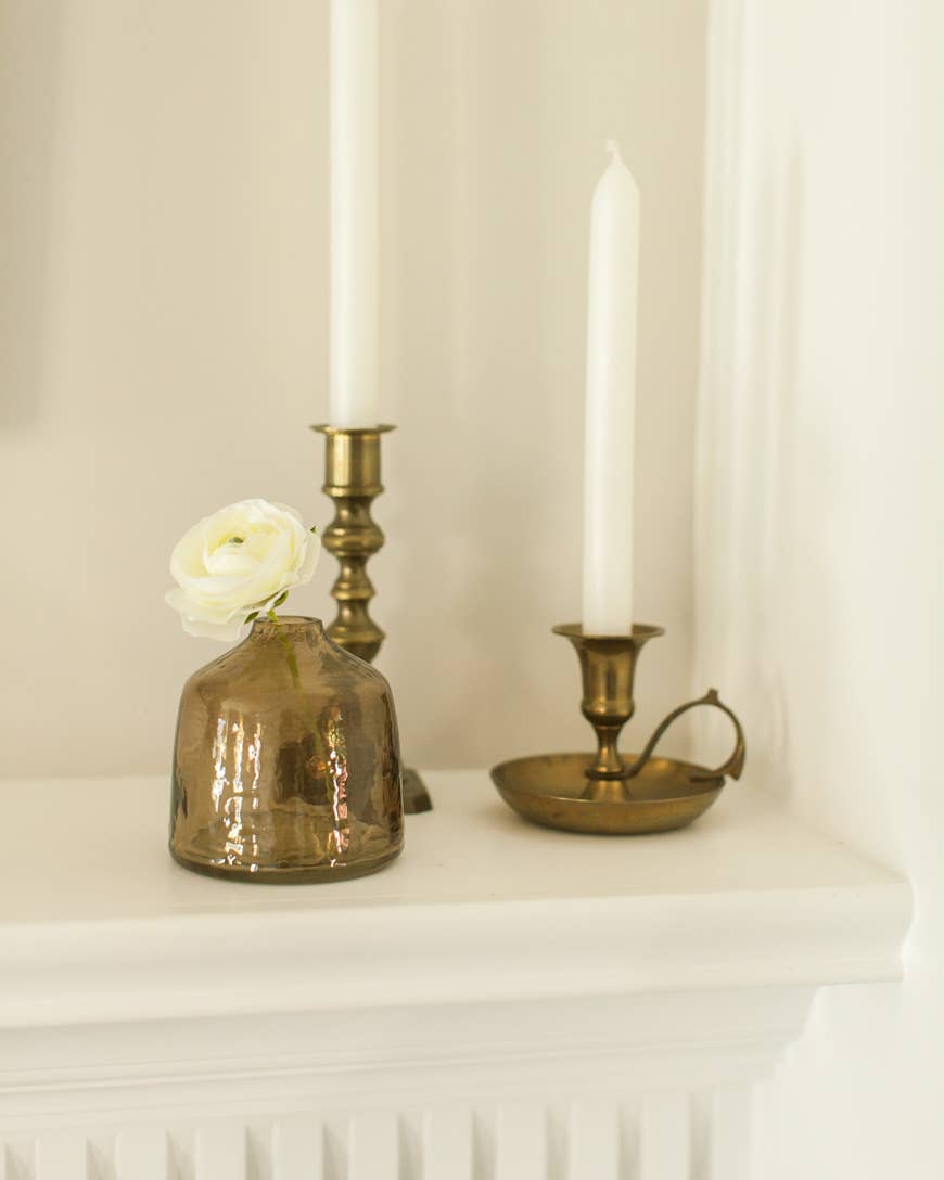 Bella Handblown Hammered Glass Bud Vase: Clear