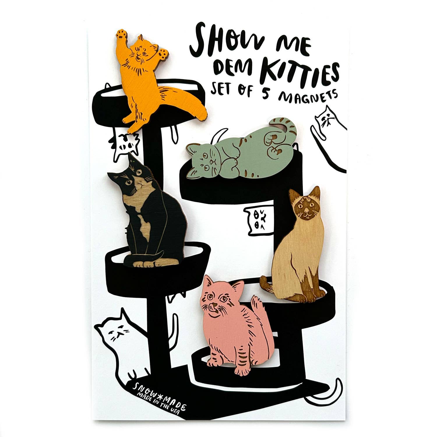 Show Me Dem Kitties - Cat - Set of 5 Magnets: Various
