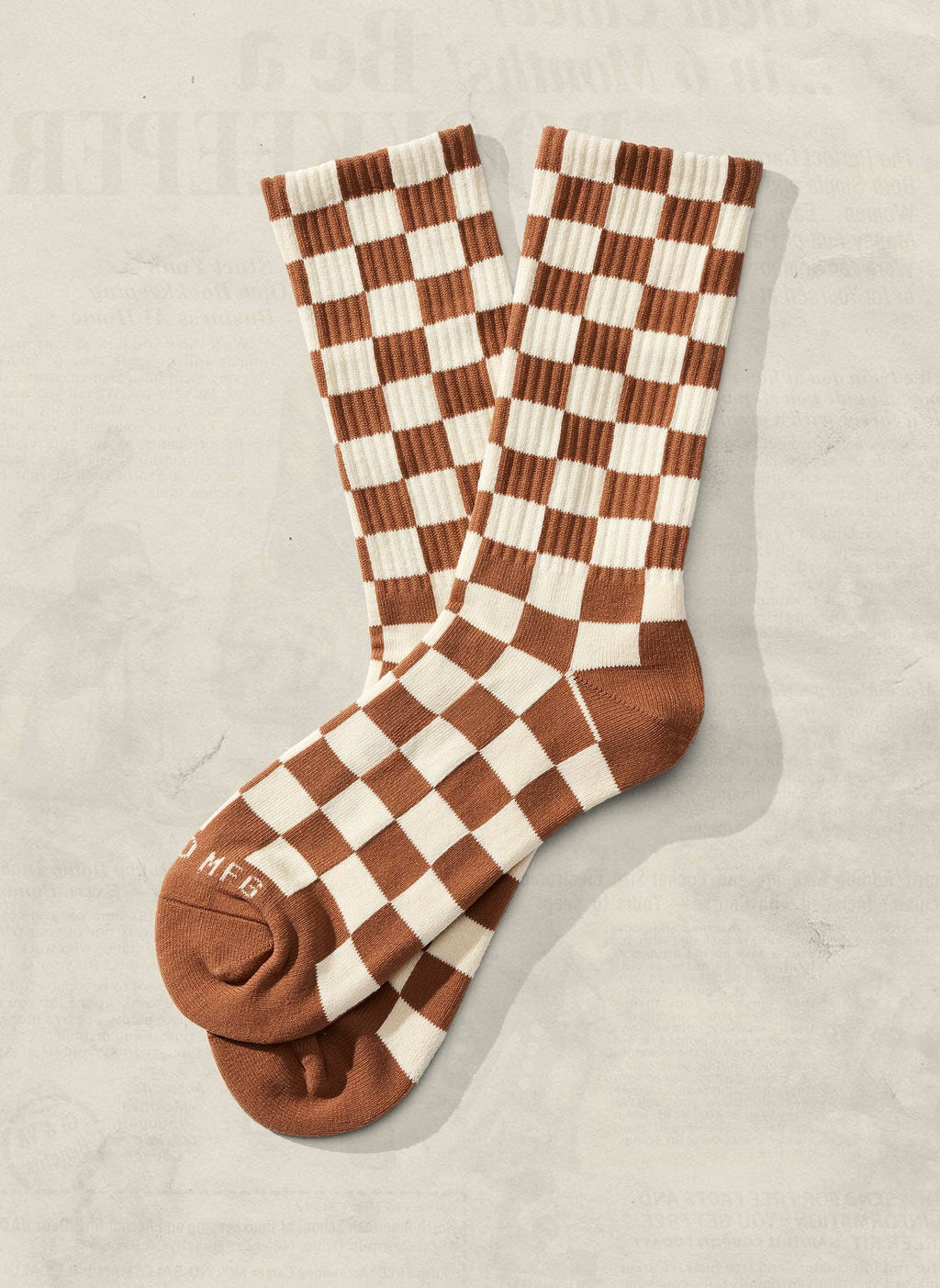 Checkerboard Crew Socks: Slate & Cream