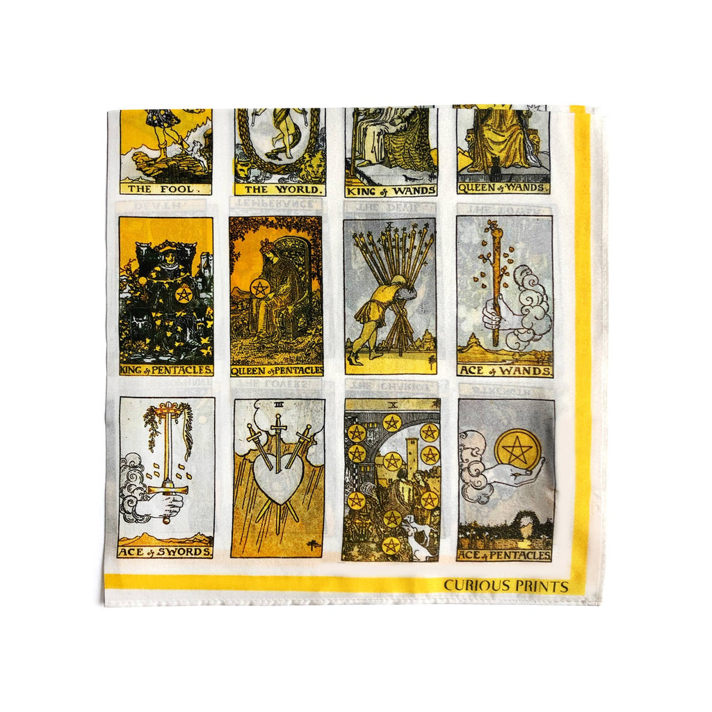 100% Silk Scarf Tarot Card Bandana Tapestry: 17"x17"