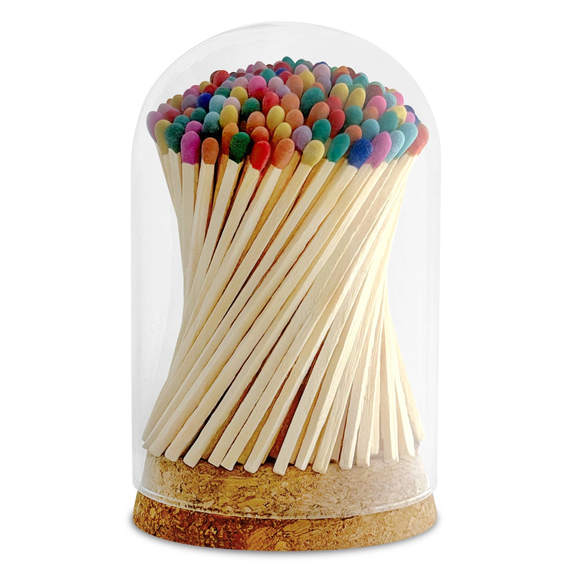 4" Matches in Premium Glass Cloche - Color of Your Choice: Hot Pink