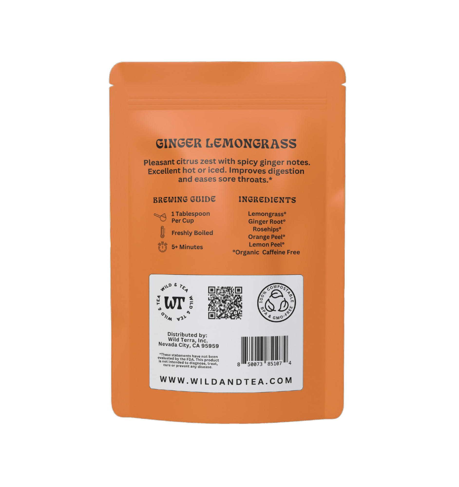 Ginger Lemongrass Herbal Tea: 2.5oz