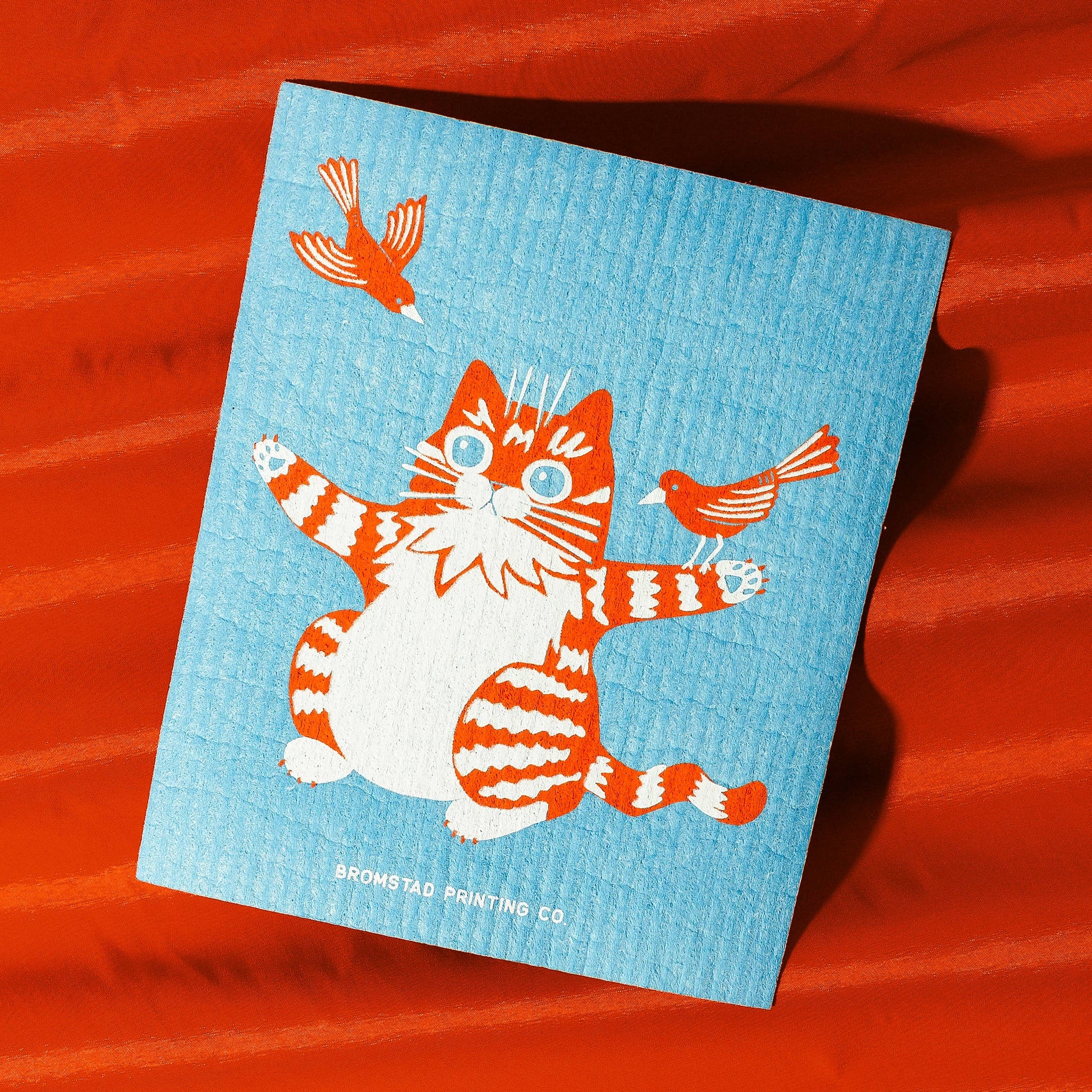 Birds and Cat - Swedish Dishcloth