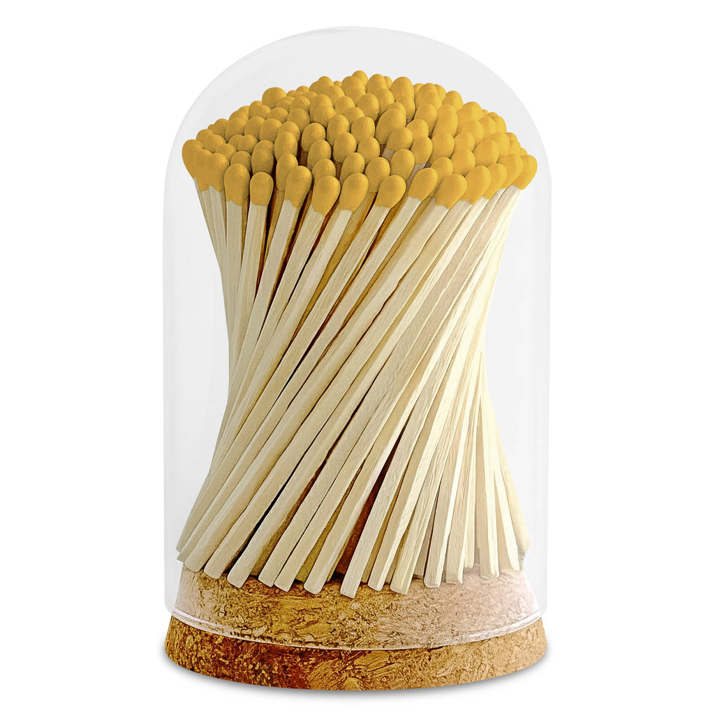 4" Matches in Premium Glass Cloche - Color of Your Choice: Black Tip
