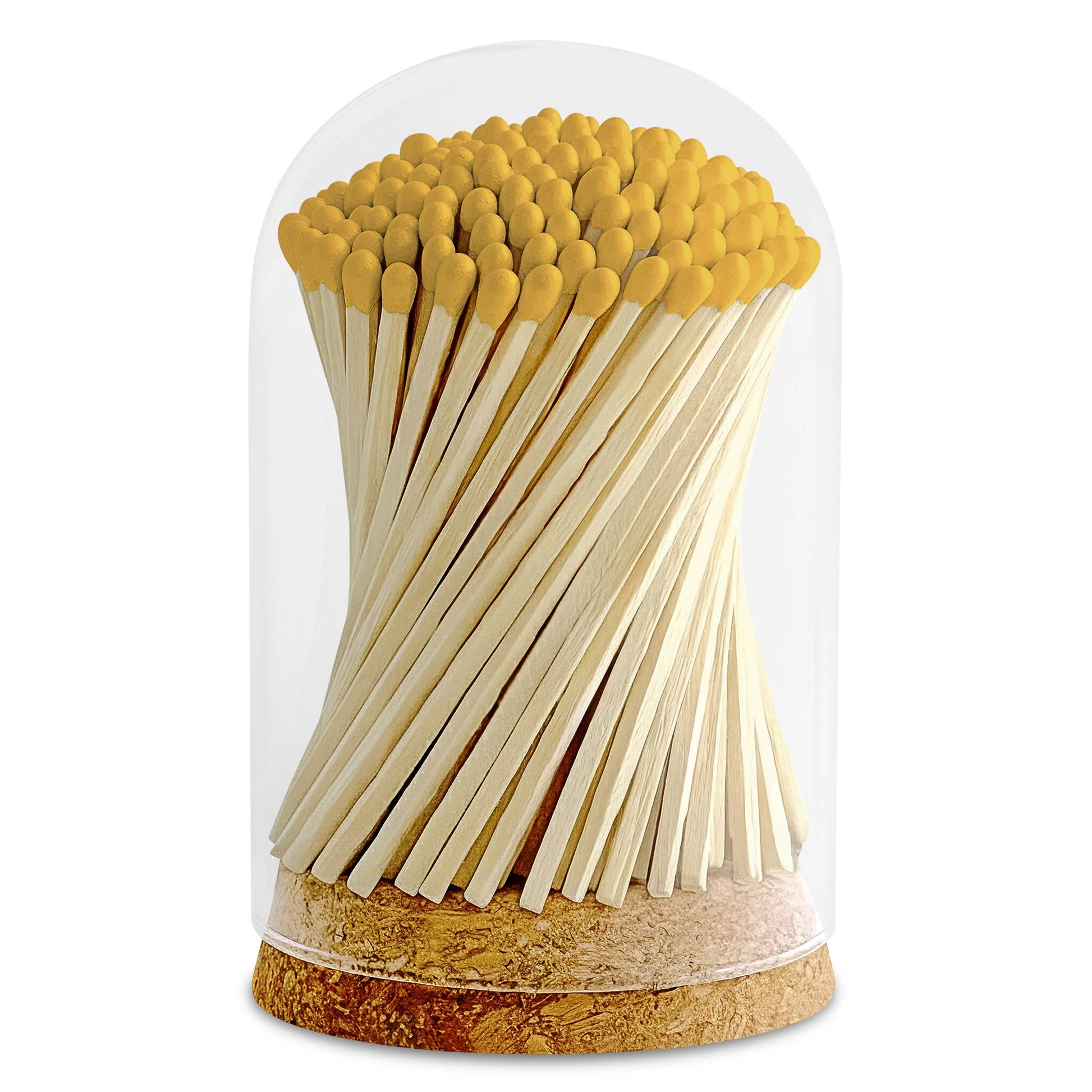 4" Matches in Premium Glass Cloche - Color of Your Choice: Black Tip