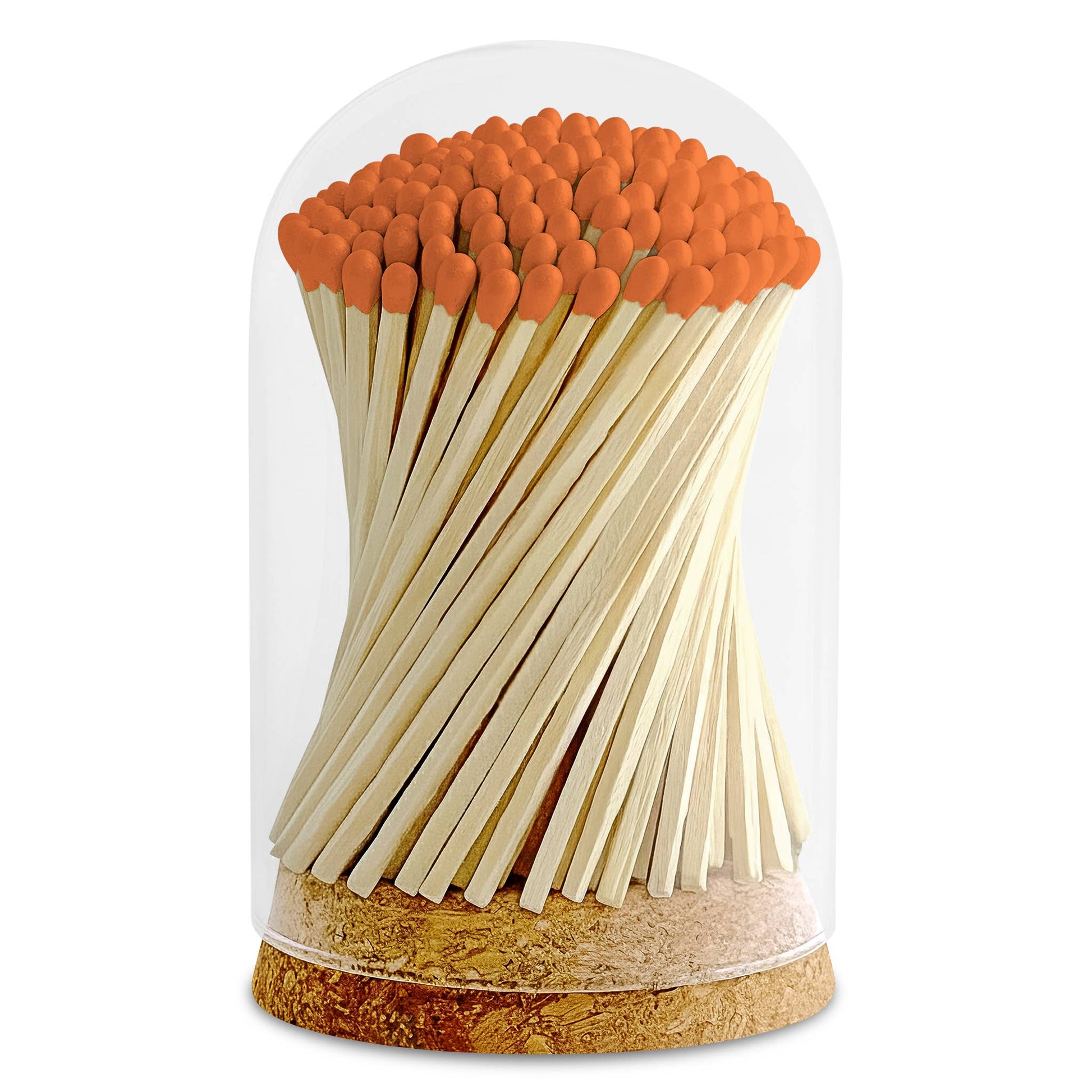 4" Matches in Premium Glass Cloche - Color of Your Choice: Black Tip