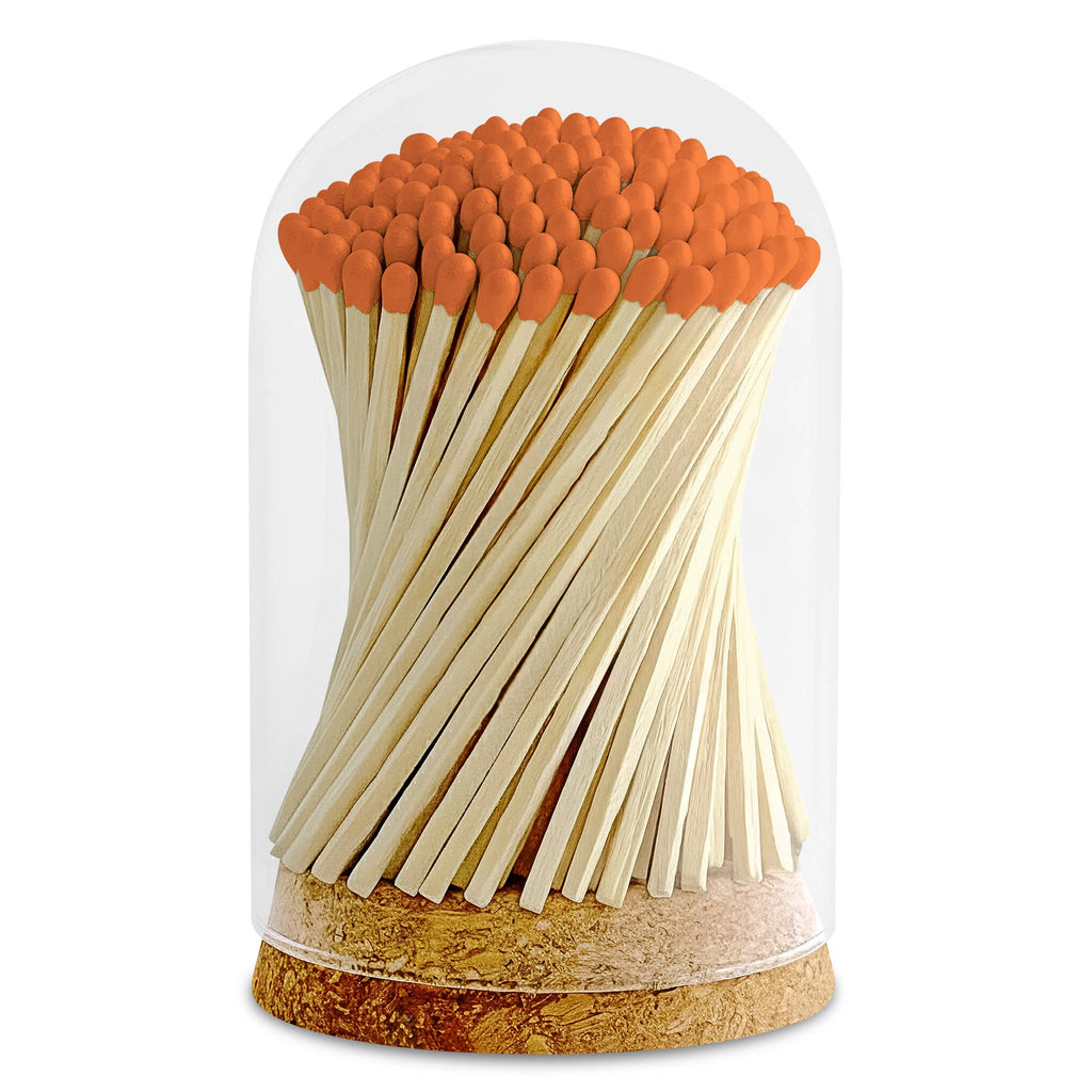 4" Matches in Premium Glass Cloche - Color of Your Choice: Rainbow