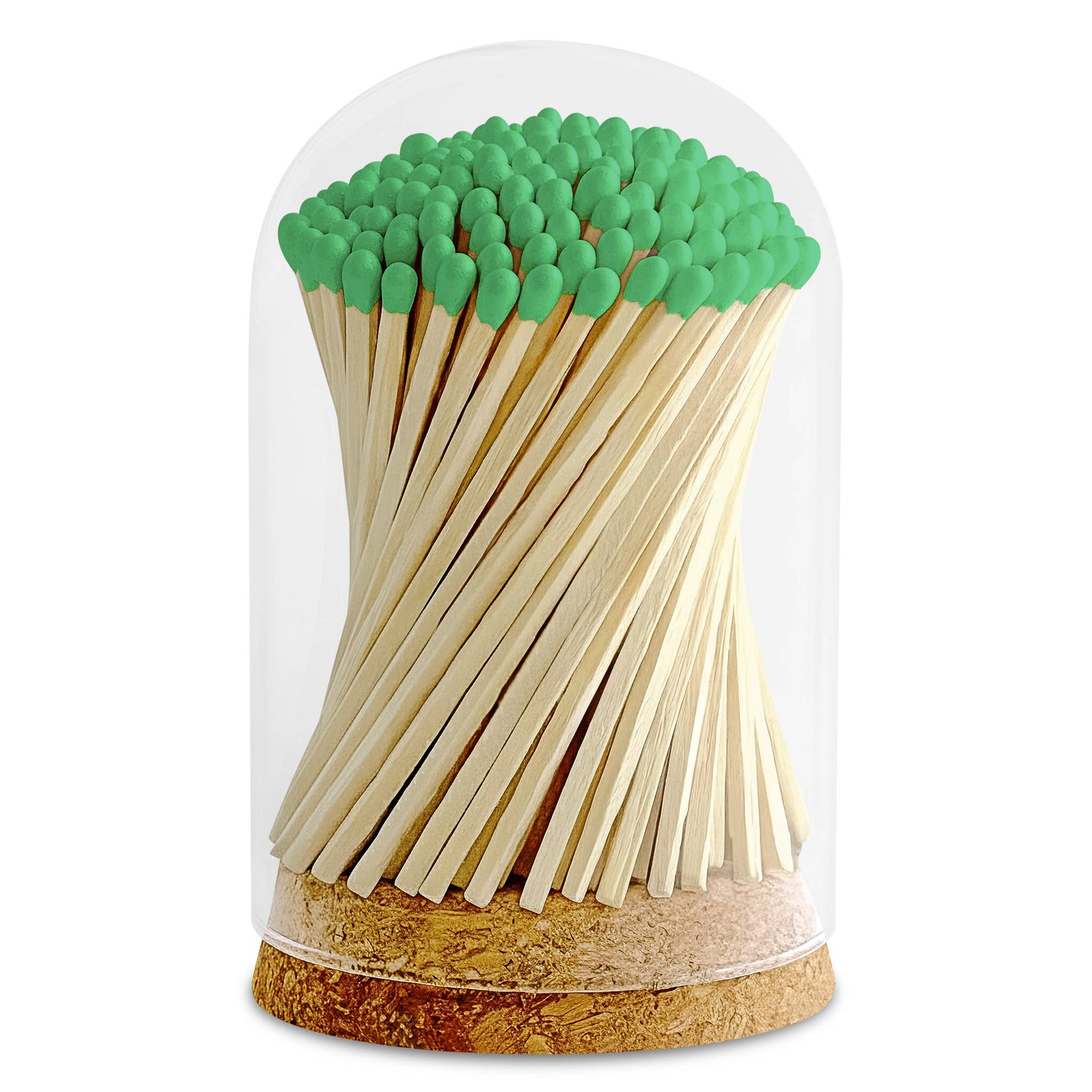 4" Matches in Premium Glass Cloche - Color of Your Choice: Black Tip