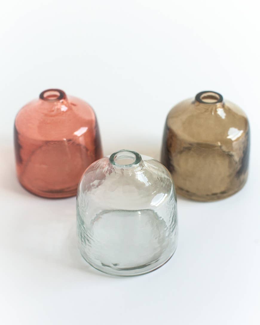 Bella Handblown Hammered Glass Bud Vase: Blush