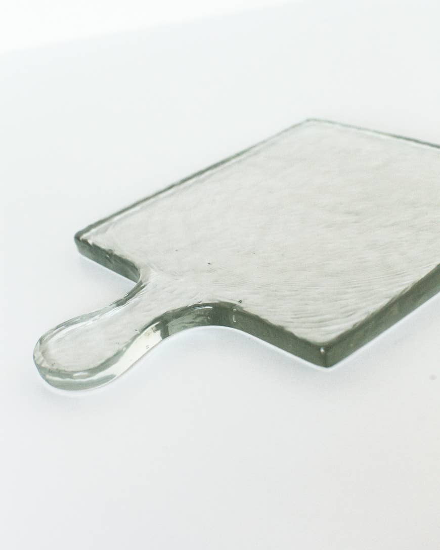Handblown Hammered Glass Serving Board: Smoke