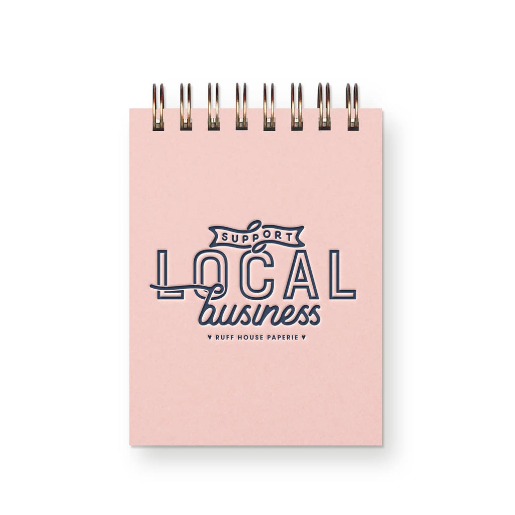 Custom Support Local Business Mini Jotter Notebook: Sunset Pink Cover