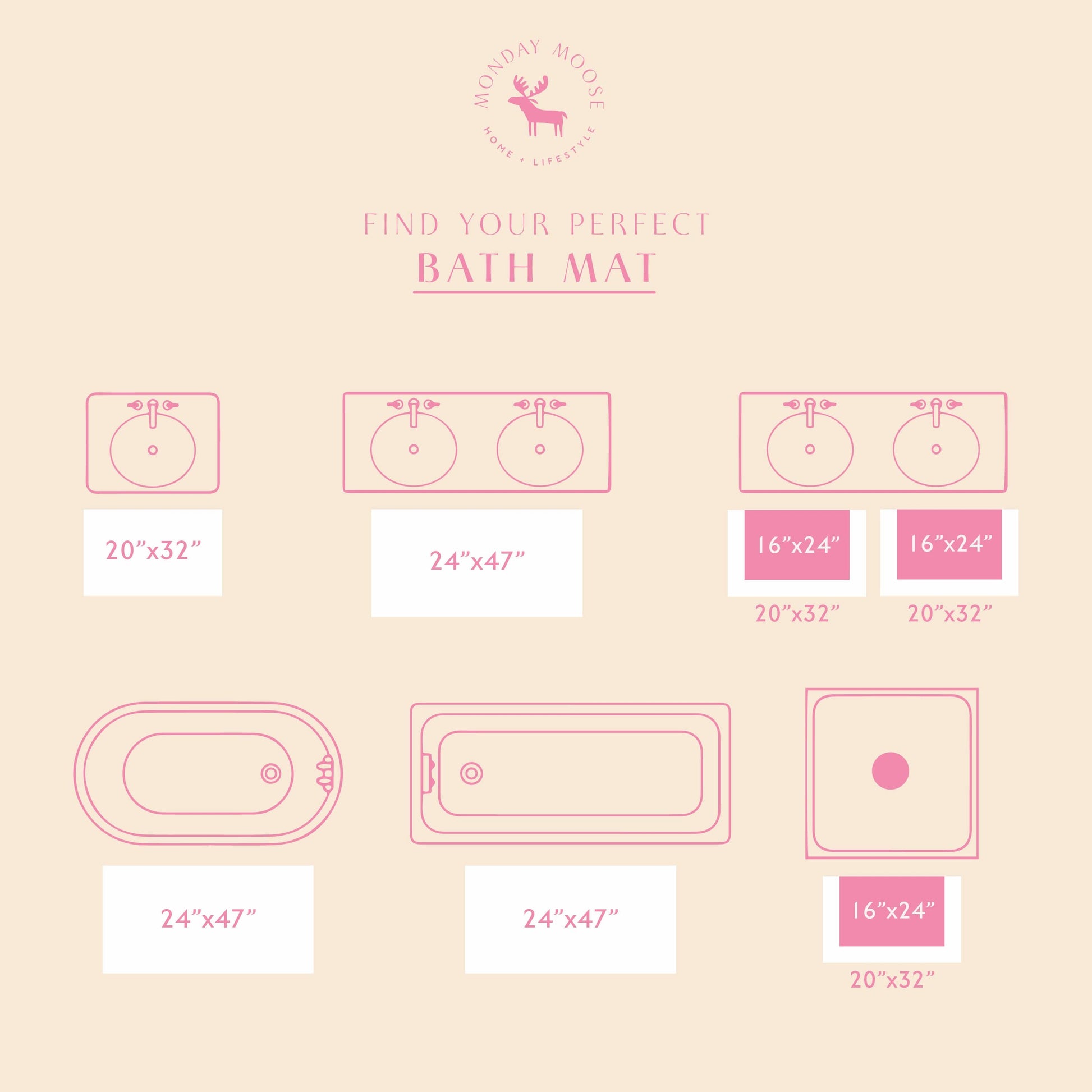 Nereida Bath Mat (Hot Pink): 20x32 inch