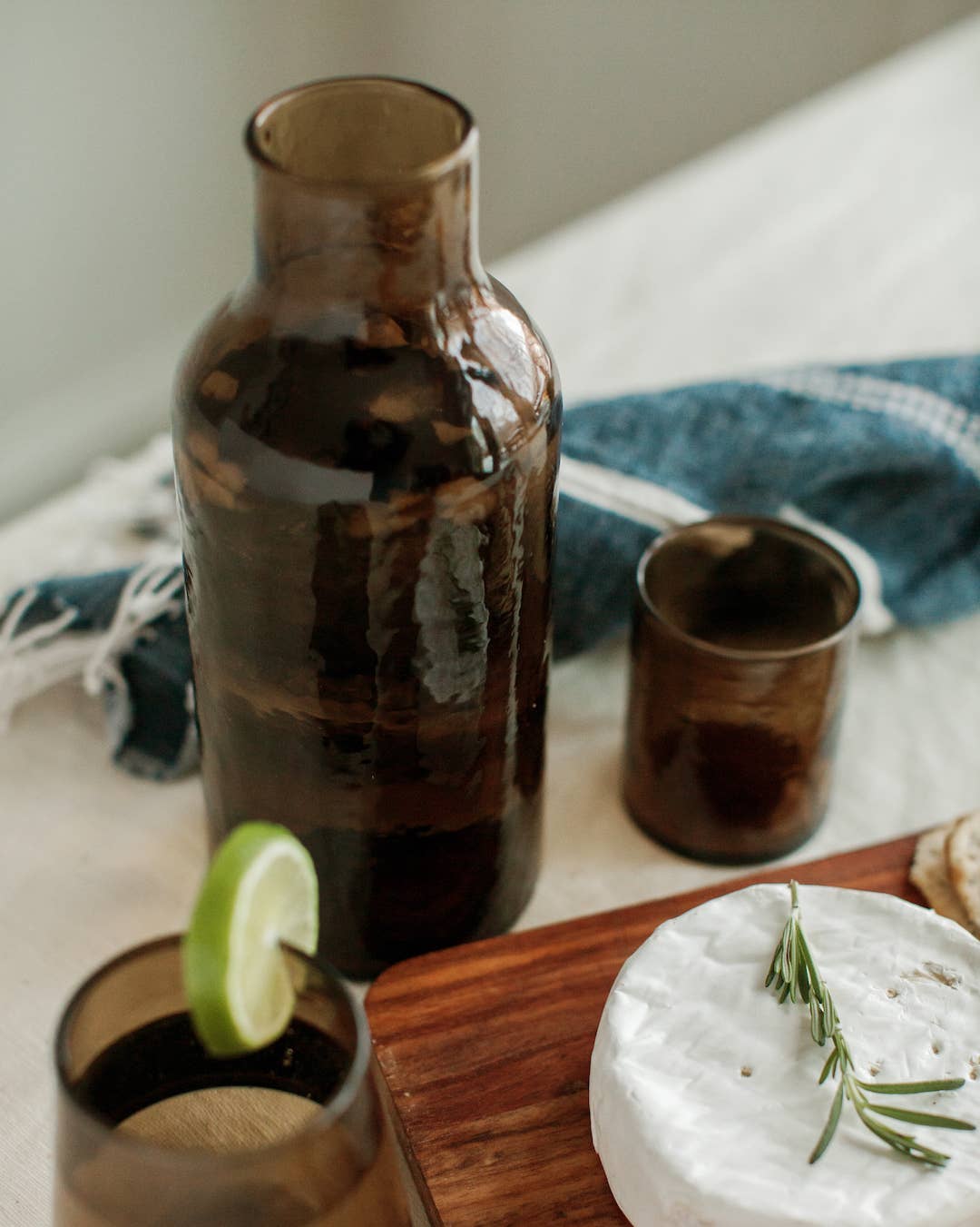 Handblown Hammered Glass Carafe: Clear