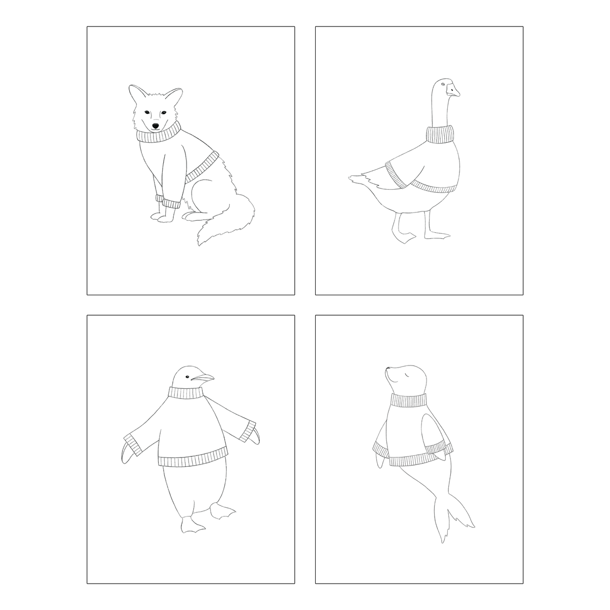 Festive Critters — DIY Coloring/Watercolor Greeting Cards