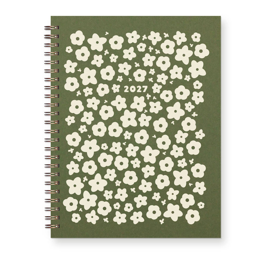 2027 Floral Pattern Dated Planner : Calendar Year: Saffron Cover | White Ink