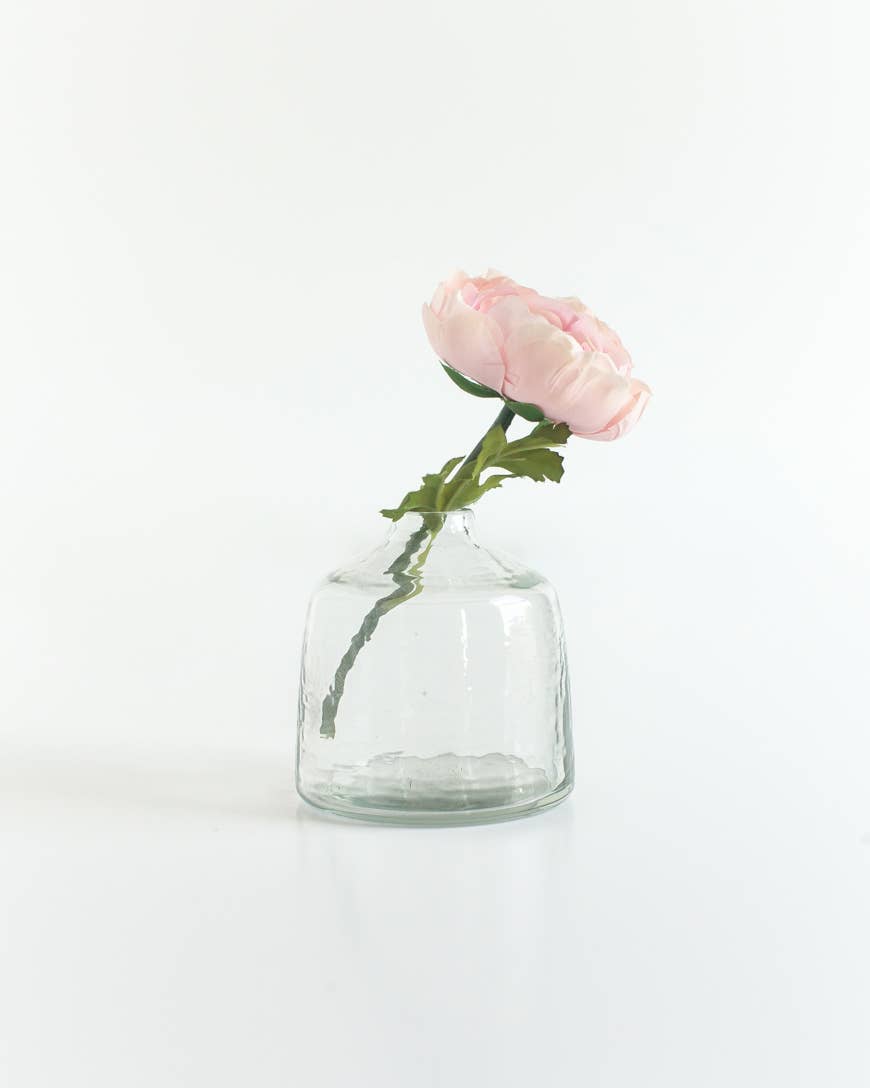 Bella Handblown Hammered Glass Bud Vase: Clear