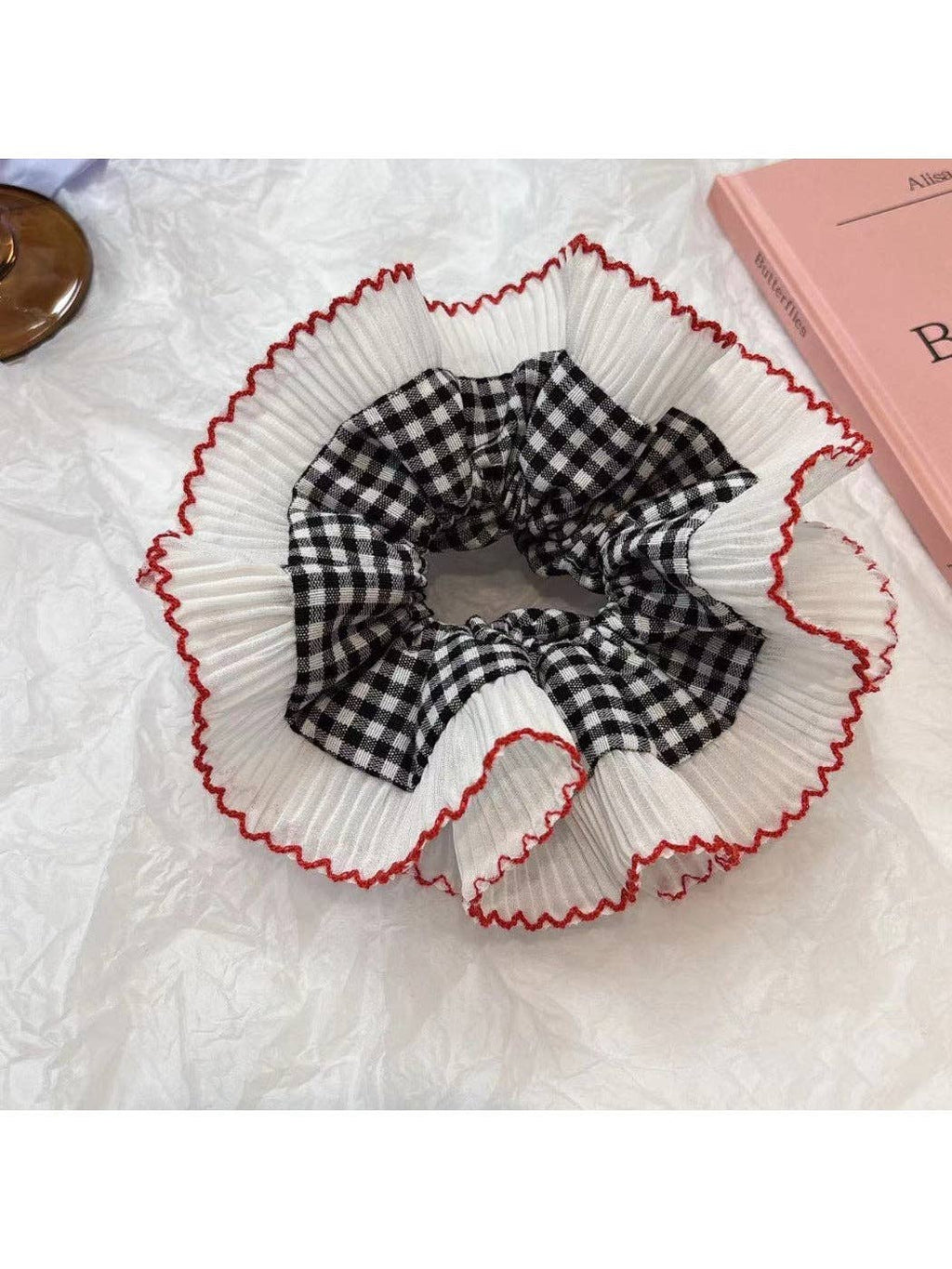 Gifty - Ruffled Lace Scrunchie: 1007#Red