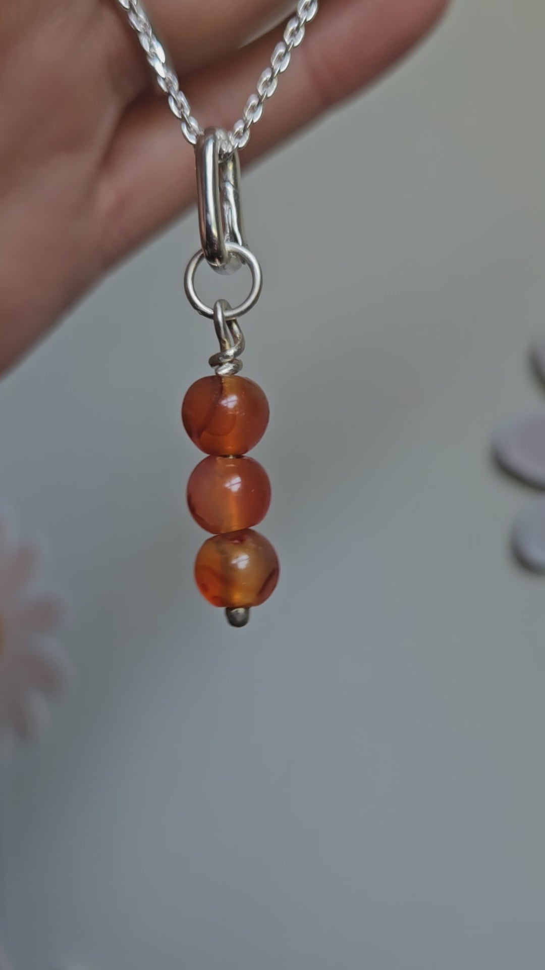 Triple Beaded Carnelian Charm